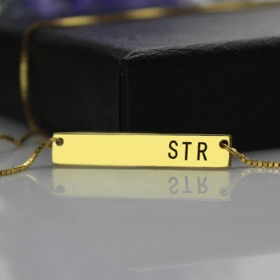 Initial Bar Necklace Gold - The Handmade ™