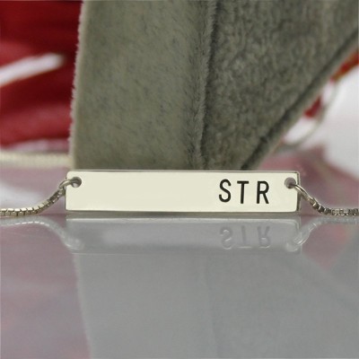 Silver Initial Bar Necklace - The Handmade ™