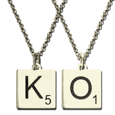 Scrabble Initial Letter Necklace Silver - The Handmade ™