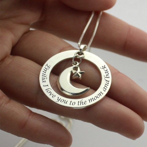 I Love You To The Moon and Back Moon Start Charm Pendant - The Handmade ™