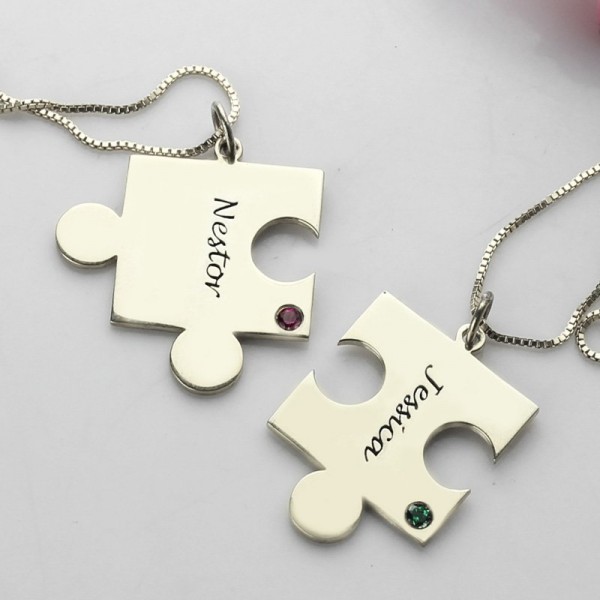Engraved Puzzle Necklace for Couples Love Necklaces Silver - The Handmade ™