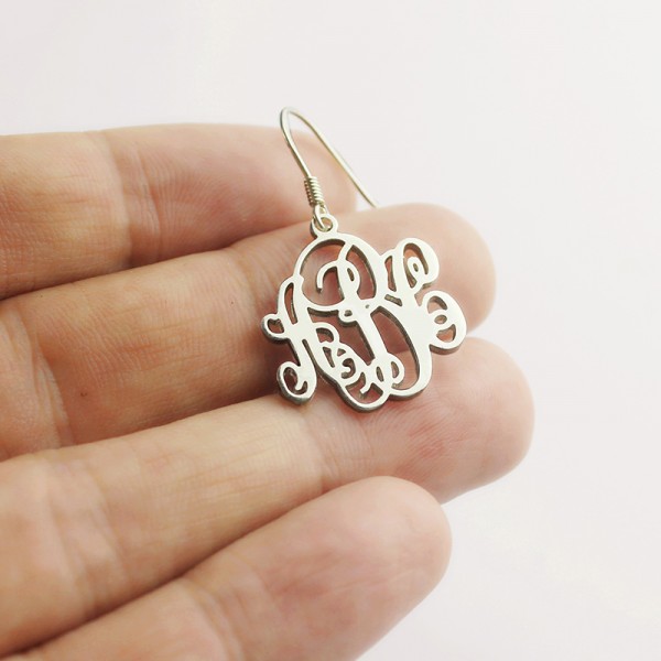 Silver Script Monogram Earrings - The Handmade ™