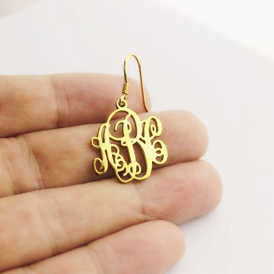 Script Monogram Initial Earrings Gold - The Handmade ™