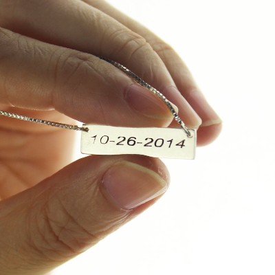 Silver Date Bar Necklace - The Handmade ™