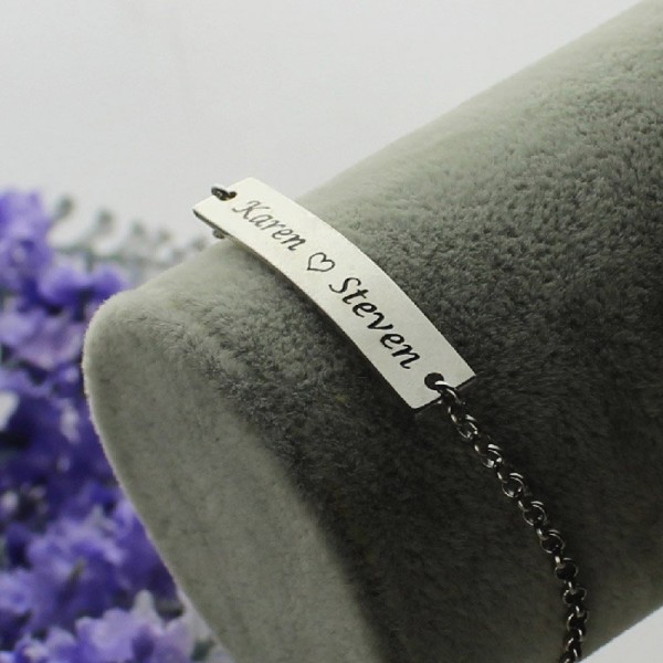 Engraved Name Bar Bracelet For Her Silver - The Handmade ™