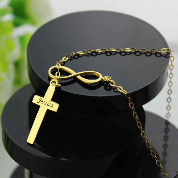 Infinity Symbol Cross Name Necklace Gold - The Handmade ™