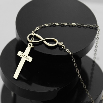 Infinity Cross Name Necklace Silver - The Handmade ™