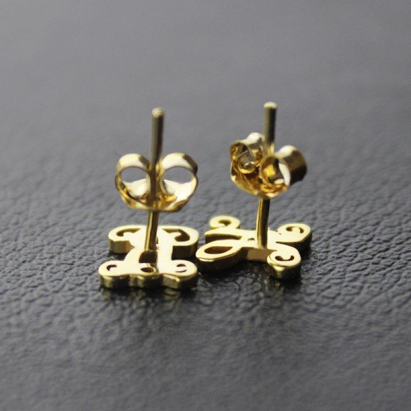 Single Monogram Stud Earrings Gold - The Handmade ™