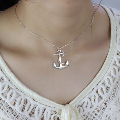 Anchor Necklace Charms Engraved Your Name Silver - The Handmade ™
