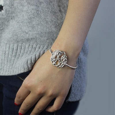 Monogram Bangle Bracelet Hand-painted Silver - The Handmade ™