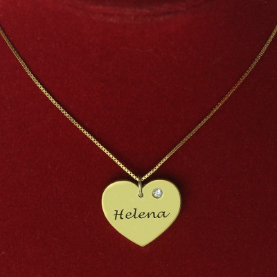 Simple Heart Necklace with Name Birhtstone Gold - The Handmade ™