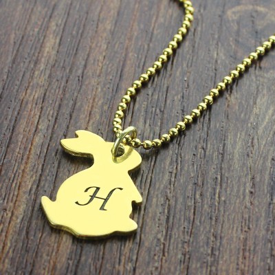 Tiny Rabbit Initial Charm Necklace Gold - The Handmade ™
