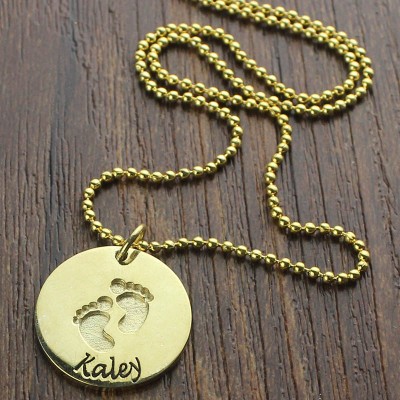 Baby Footprints Name Necklace Gold - The Handmade ™
