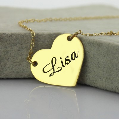 Stamped Heart Love Necklaces with Name Gold - The Handmade ™