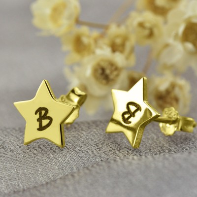 Star Stud Initial Earrings In Gold - The Handmade ™