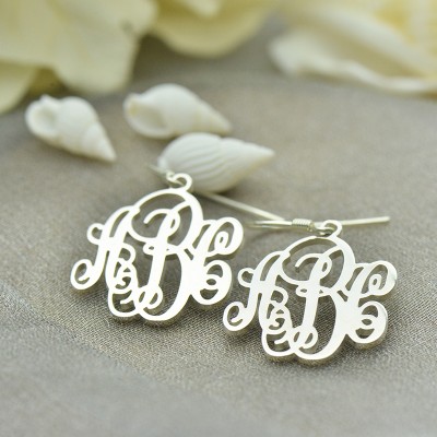 Silver Script Monogram Earrings - The Handmade ™