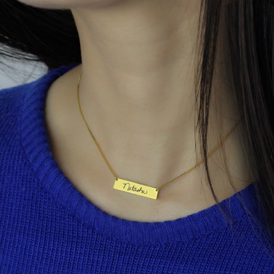 Necklace Signature Bar Necklace Handwritring Gold - The Handmade ™