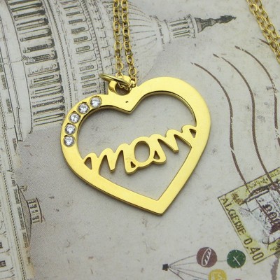 Mothers Heart Necklace With Birthstone Gold - The Handmade ™