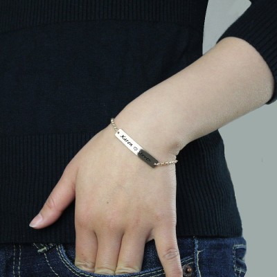 Engraved Name Bar Bracelet For Her Silver - The Handmade ™