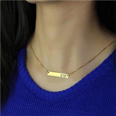 Initial Bar Necklace Gold - The Handmade ™