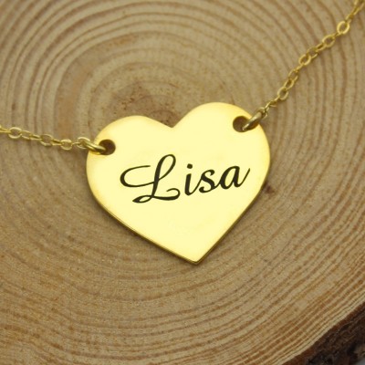 Stamped Heart Love Necklaces with Name Gold - The Handmade ™