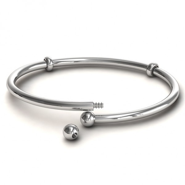 Custom Silver Flex Bangle Charm Bracelet - The Handmade ™