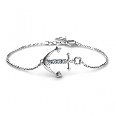 Anchor Bracelet with Three Stones - The Handmade ™