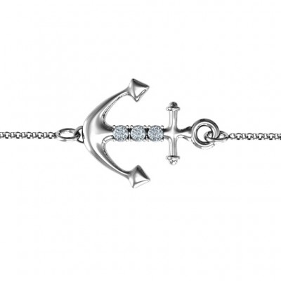 Anchor Bracelet with Three Stones - The Handmade ™