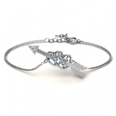 Double Heart with Arrow and Two Heart Stones Promise Bracelet - The Handmade ™