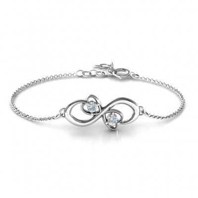 Duo of Hearts and Stones Infinity Bracelet - The Handmade ™