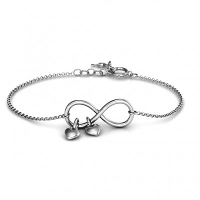 Infinity Promise Bracelet with Two Heart Charms - The Handmade ™