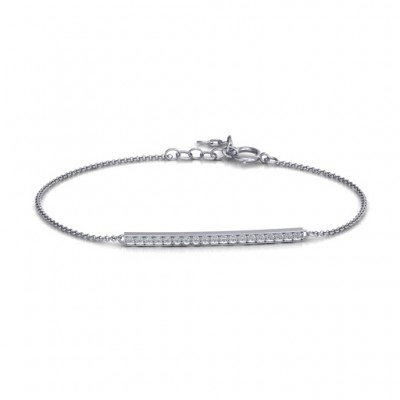 Silver Beaming Bar Bracelet With Cubic Zirconia Accent Stones - The Handmade ™