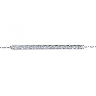 Silver Beaming Bar Bracelet With Cubic Zirconia Accent Stones - The Handmade ™