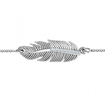 Silver Feather with Accent Stones Bracelet - The Handmade ™