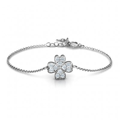 Silver Four Leaf Heart Clover Bracelet - The Handmade ™