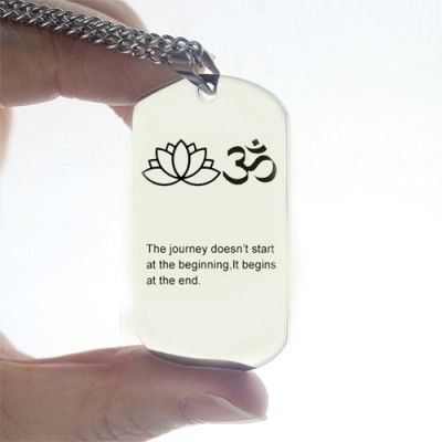 Yoga Theme,Lotus Flower Name Dog Tag Necklace - The Handmade ™