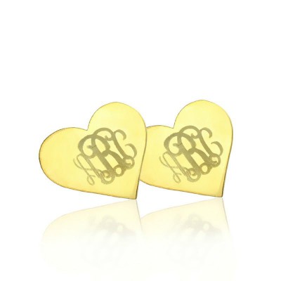 Heart Monogram Stud Earrings In Gold - The Handmade ™