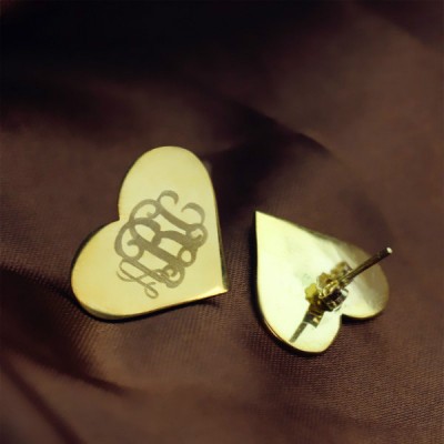 Heart Monogram Stud Earrings In Gold - The Handmade ™