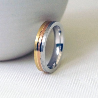 Gold Striped Wedding Ring - The Handmade ™