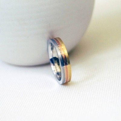 Gold Striped Wedding Ring - The Handmade ™