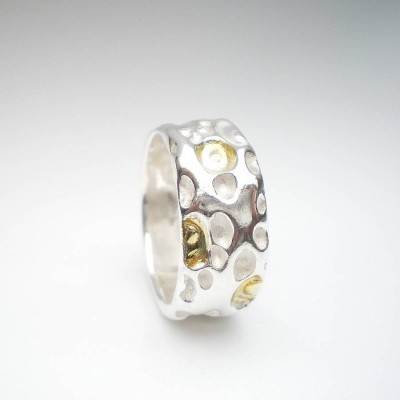 Coral Silver And Gold Ring - The Handmade ™