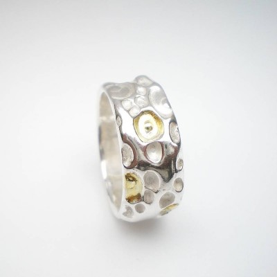 Coral Silver And Gold Ring - The Handmade ™
