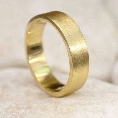 Mens Gold Wedding Ring, Spun Silk Finish - The Handmade ™