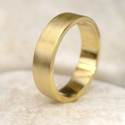 Mens Gold Wedding Ring, Spun Silk Finish - The Handmade ™