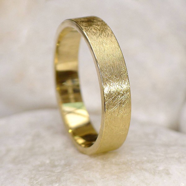 Mens Wedding Ring In Gold, Urban Finish - The Handmade ™