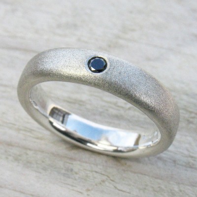 Mens Black Diamond Silver Ring - The Handmade ™