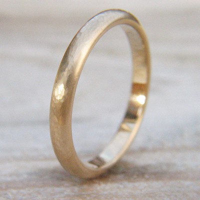 3mm Hammered Wedding Ring In Gold - The Handmade ™