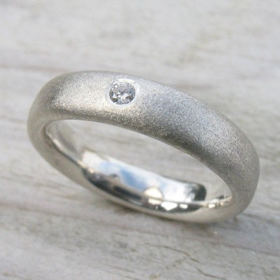 Frosted Silver Diamond Wedding Rings - The Handmade ™