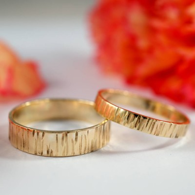 Bark Effect Rings In Yellow Gold - The Handmade ™