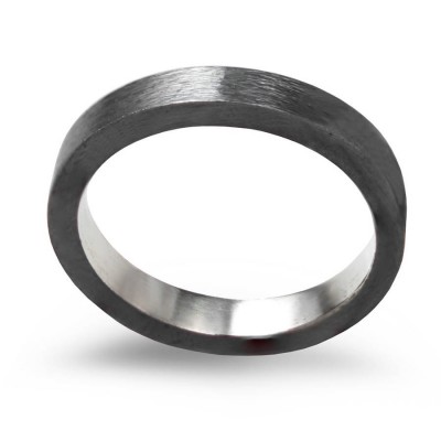 Black Silver Ring, 3mm Flat Band Oxidised - The Handmade ™